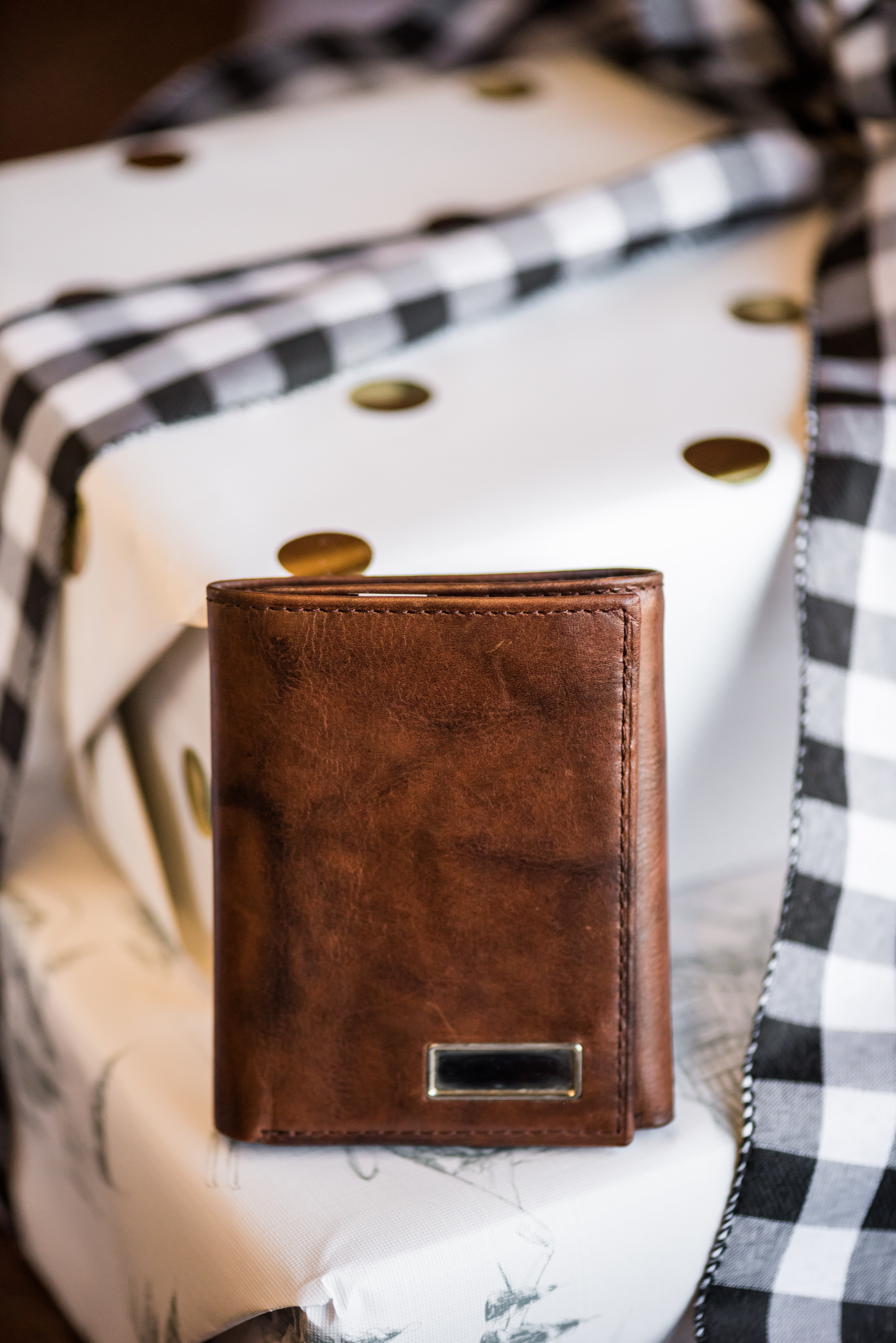 Genuine Brown Leather Tri-fold Wallet - $40